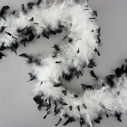 Chandelle Feather Boa - Lightweight - Tipped White/Black - Chandelle Boa