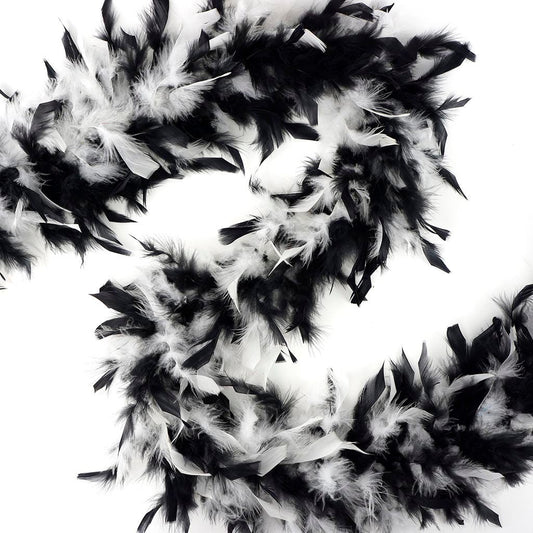 Chandelle Feather Boa - Lightweight - White/Black - Chandelle Boa