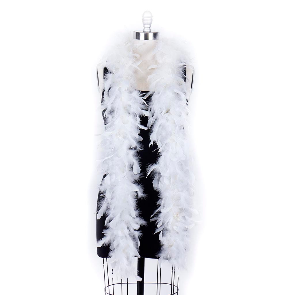 Chandelle Feather Boa - Lightweight - White with Gold Lurex - Chandelle Boa