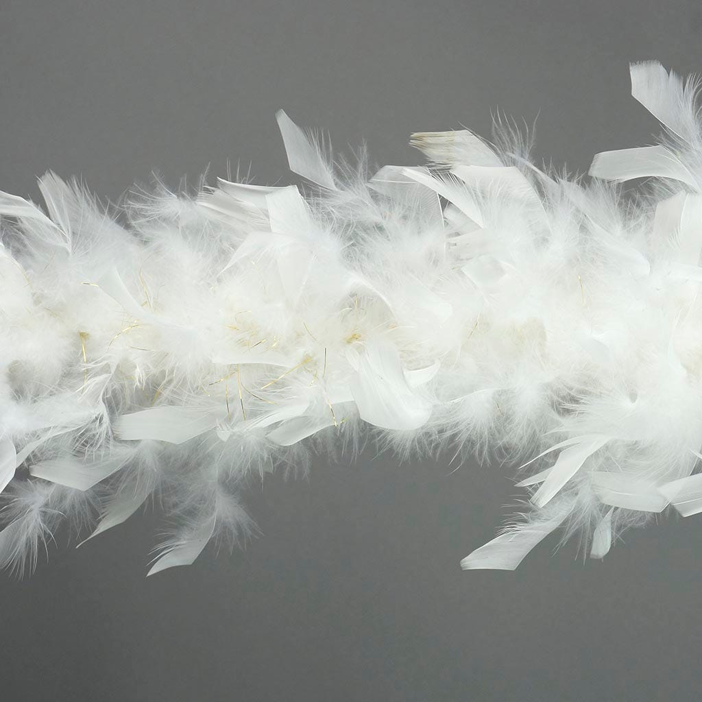 Chandelle Feather Boa - Lightweight - White with Gold Lurex - Chandelle Boa