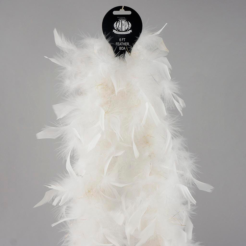 Chandelle Feather Boa - Lightweight - White with Gold Lurex - Chandelle Boa