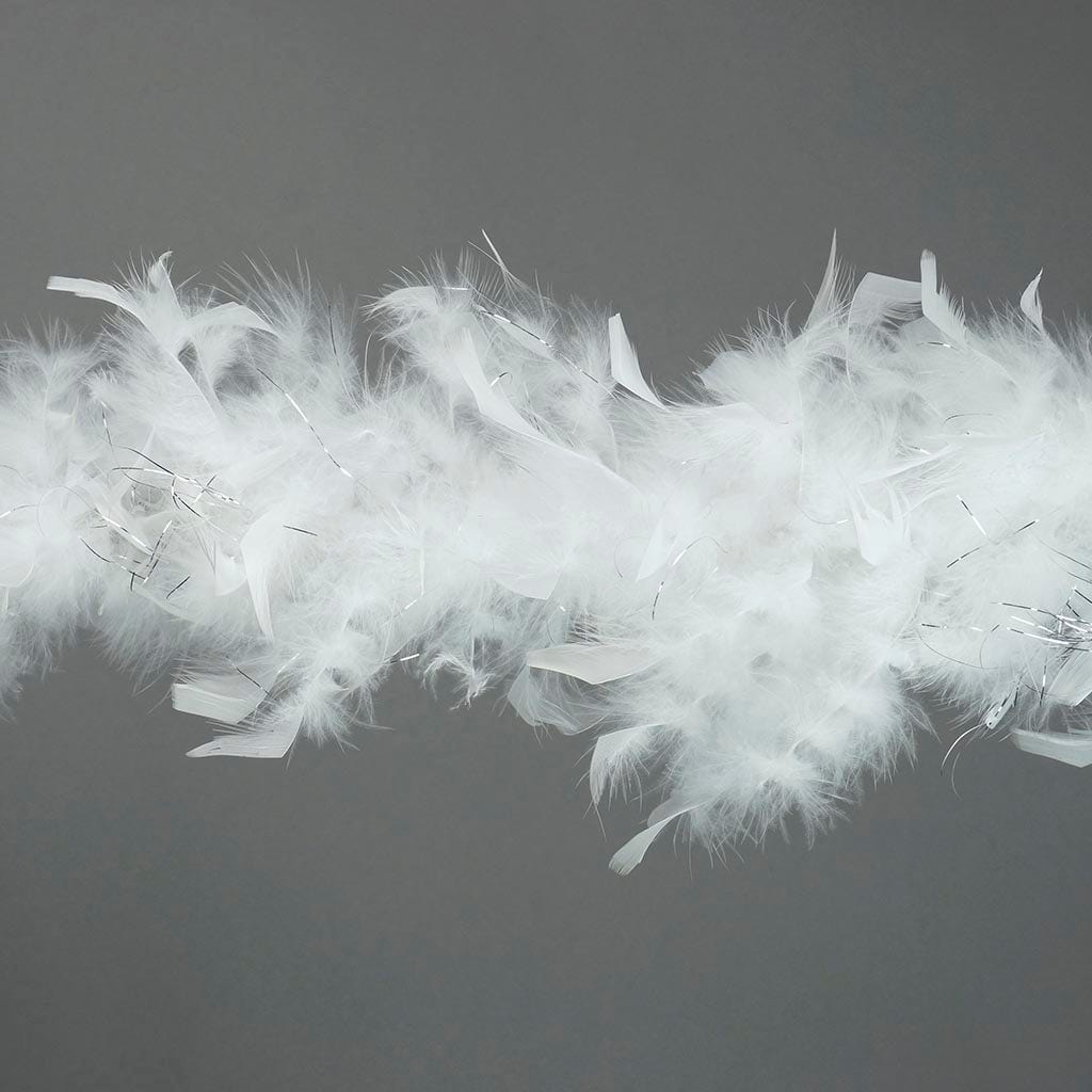 Chandelle Feather Boa - Lightweight - White with Silver Lurex - Chandelle Boa