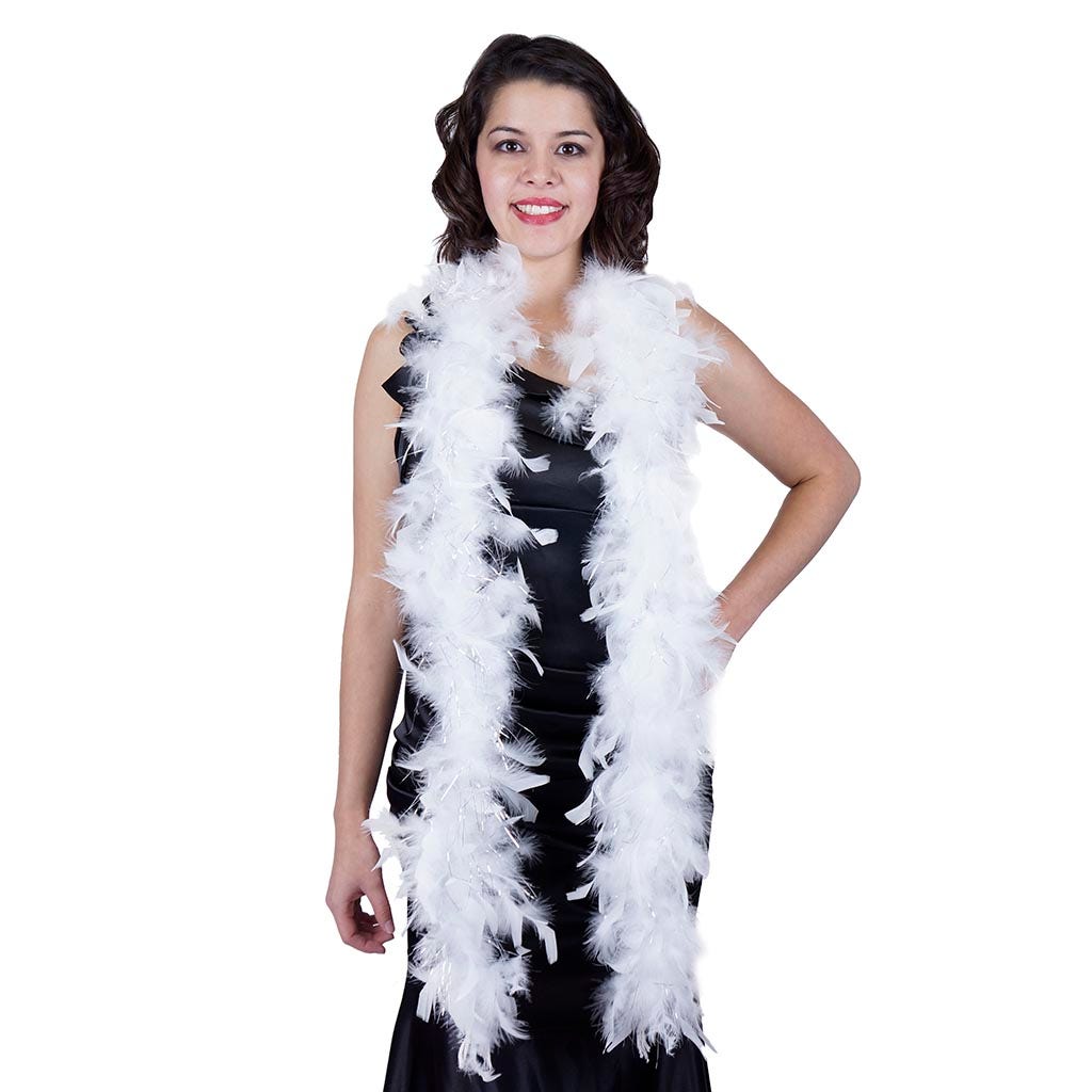 Chandelle Feather Boa - Lightweight - White with Silver Lurex - Chandelle Boa