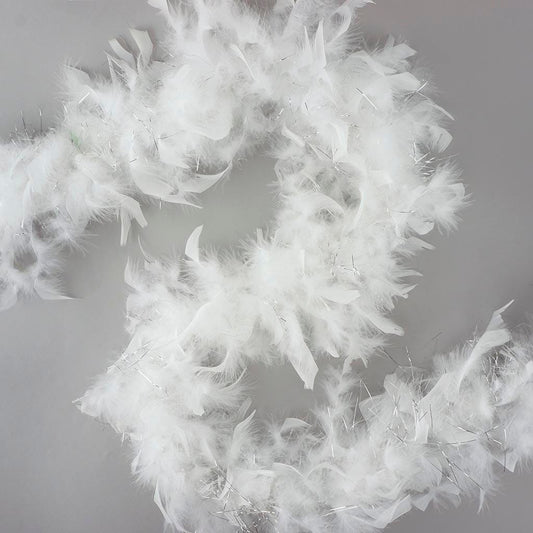 Chandelle Feather Boa - Lightweight - White with Silver Lurex - Chandelle Boa