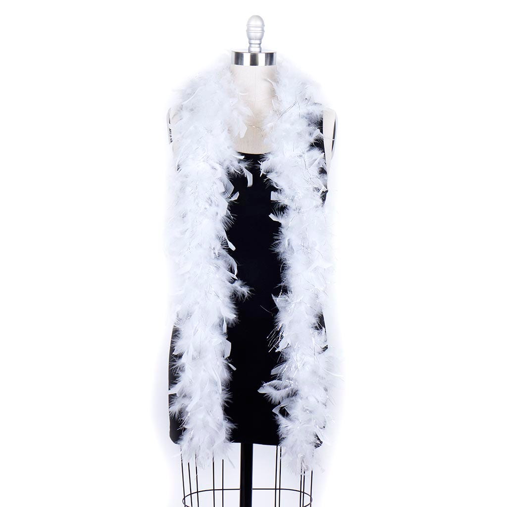 Chandelle Feather Boa - Lightweight - White with Silver Lurex - Chandelle Boa