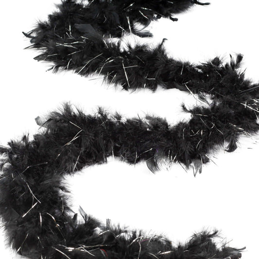 Chandelle Feather Boa - Medium Weight - Black/Silver Lurex - Chandelle Boa