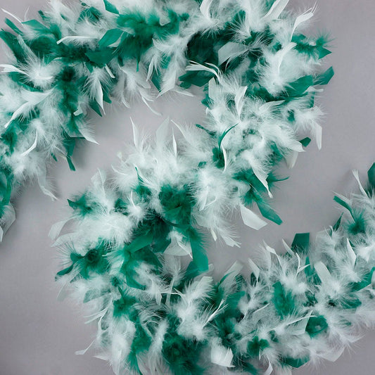 Chandelle Feather Boa - Medium Weight - Hunter Green/White - Chandelle Boa