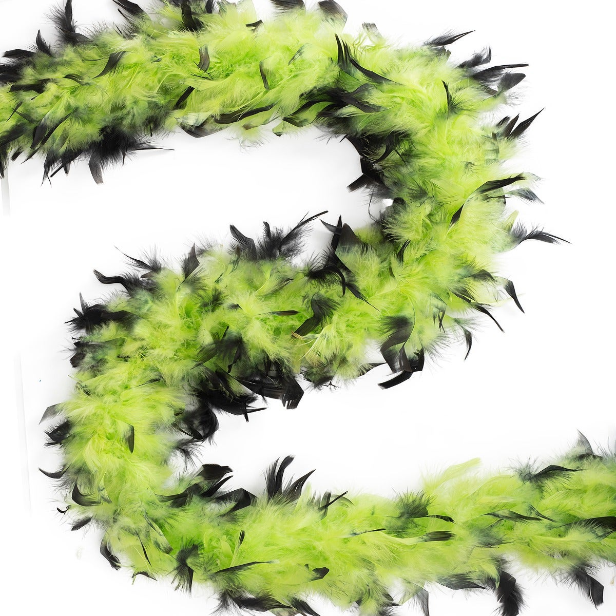 Chandelle Feather Boa - Medium Weight - Tipped - Lime/Black - Chandelle Boa