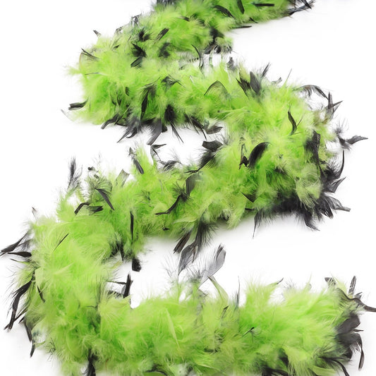 Chandelle Feather Boa - Medium Weight - Tipped - Lime/Black - Chandelle Boa