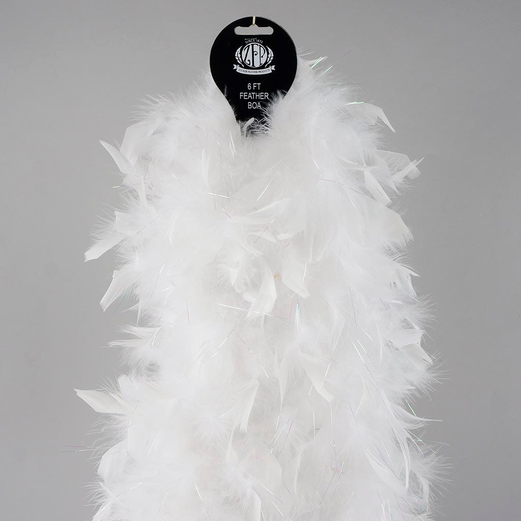 Chandelle Feather Boa - Medium Weight - White/Opal Lurex - Chandelle Boa