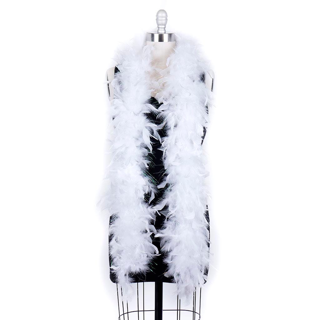 Chandelle Feather Boa - Medium Weight - White/Opal Lurex - Chandelle Boa