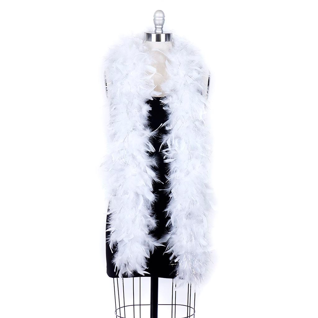 Chandelle Feather Boa - Medium Weight - White/Silver Lurex - Chandelle Boa