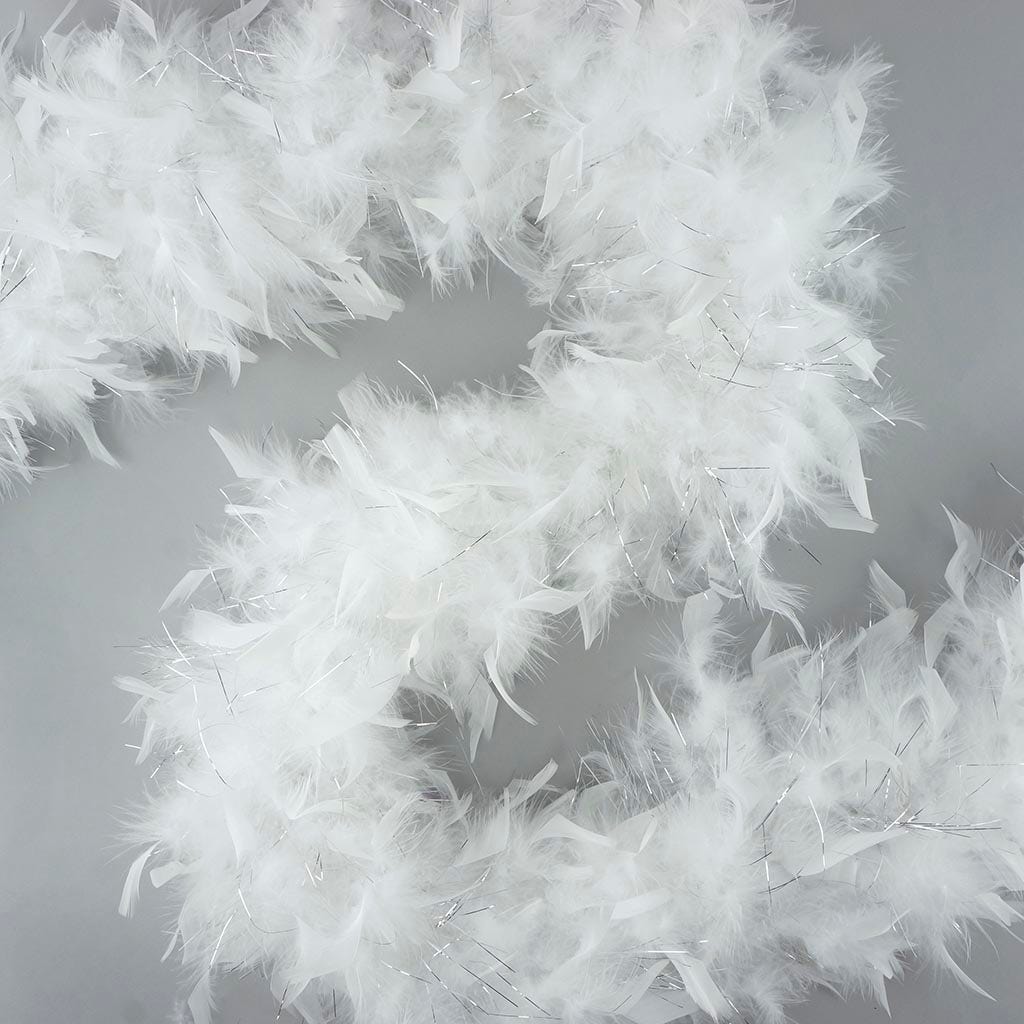 Chandelle Feather Boa - Medium Weight - White/Silver Lurex - Chandelle Boa