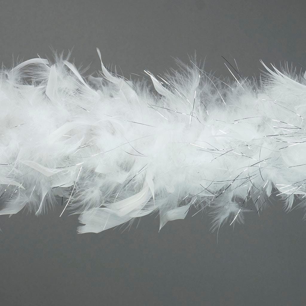 Chandelle Feather Boa - Medium Weight - White/Silver Lurex - Chandelle Boa