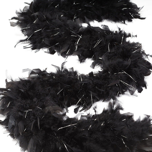 Chandelle Feather Boa with Lurex - Heavyweight - Black/Silver Lurex - Chandelle Boa