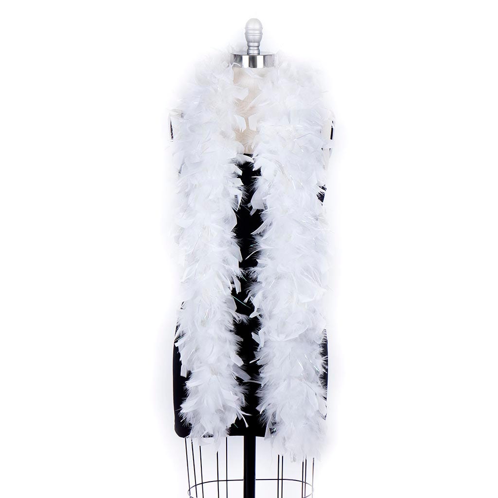 Chandelle Feather Boa with Lurex - Heavyweight - White/Opal Lurex - Chandelle Boa