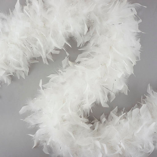 Chandelle Feather Boa with Lurex - Heavyweight - White/Silver Lurex - Chandelle Boa