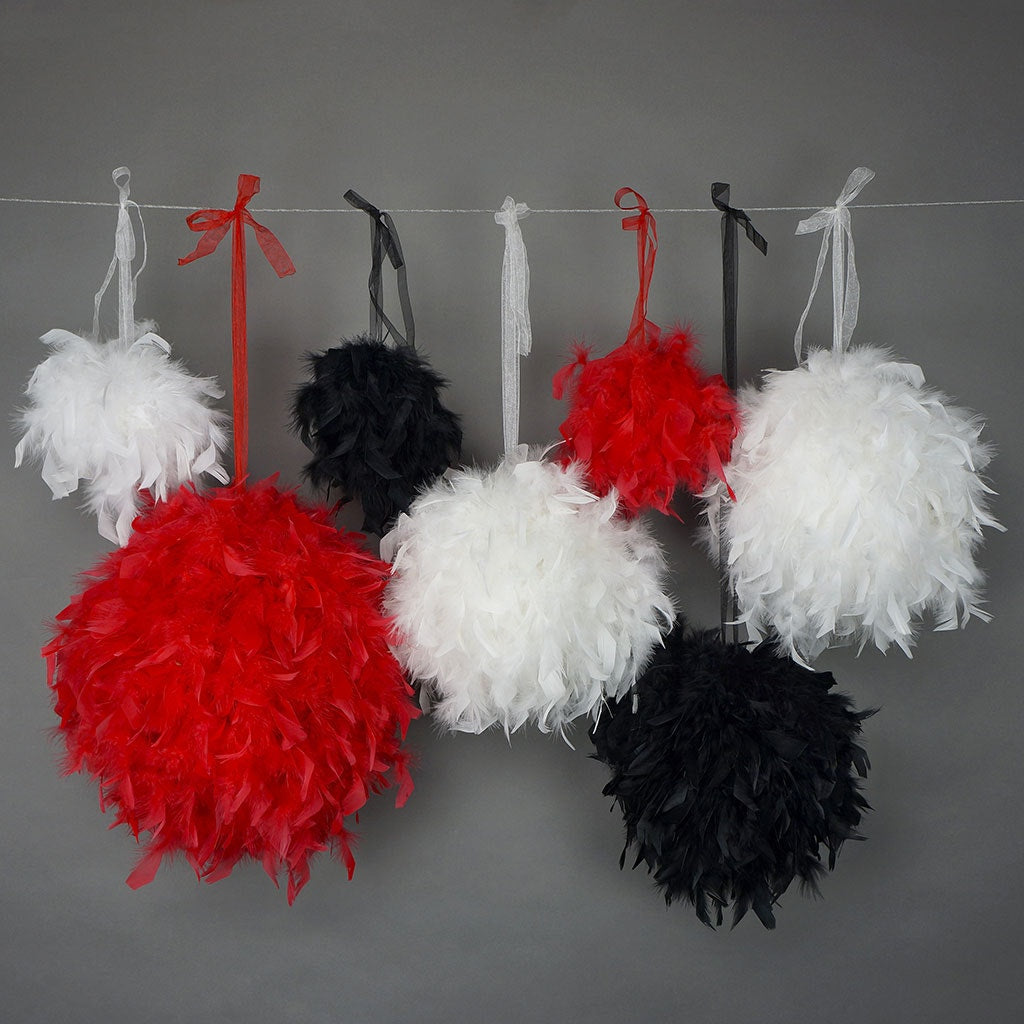 Chandelle Feather Pom Poms - Black - 12’’ - Feathers