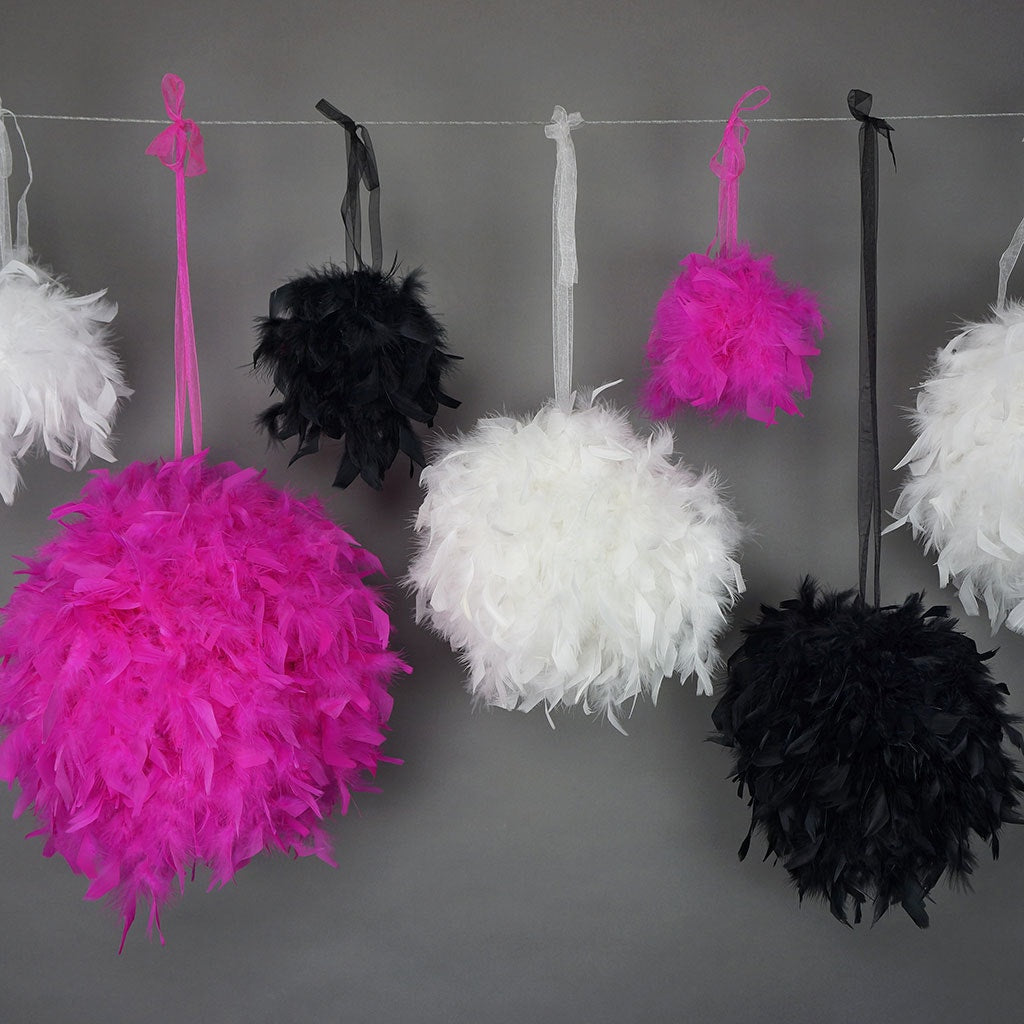 Chandelle Feather Pom Poms - Black - 12’’ - Feathers