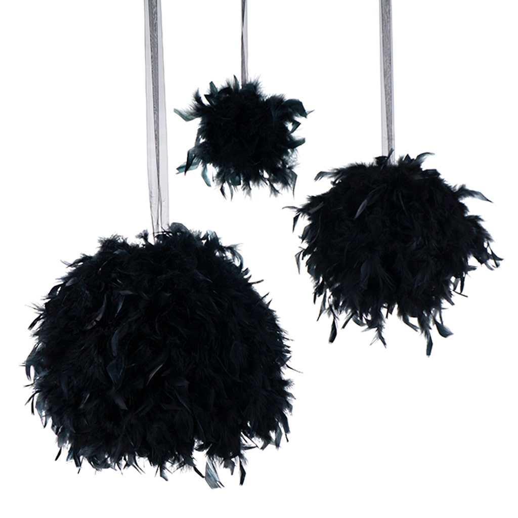 Chandelle Feather Pom Poms - Black - 12’’ - Feathers