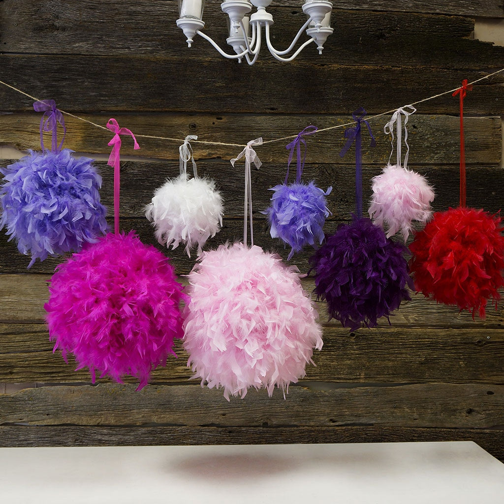 Chandelle Feather Pom Poms - Candy Pink - Feathers