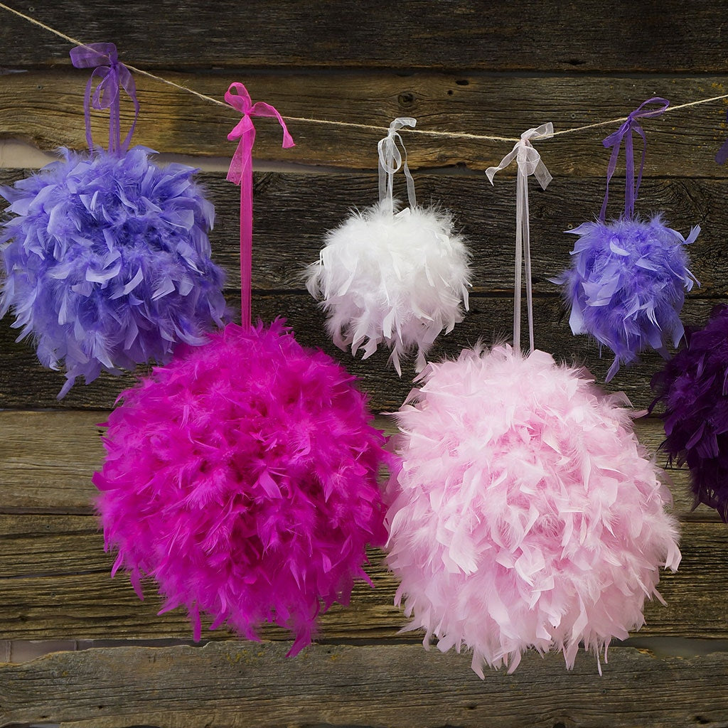 Chandelle Feather Pom Poms - Lavender - Feathers