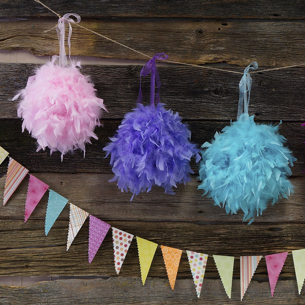 Chandelle Feather Pom Poms - Lavender - Feathers