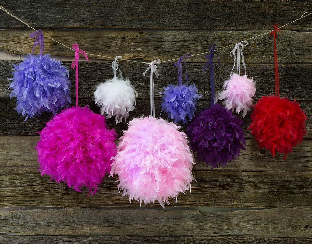 Chandelle Feather Pom Poms - Purple - Feathers