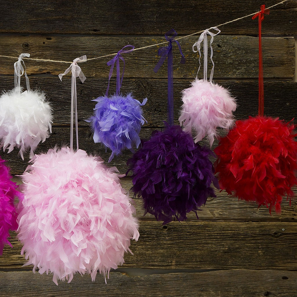 Chandelle Feather Pom Poms - Purple - Feathers