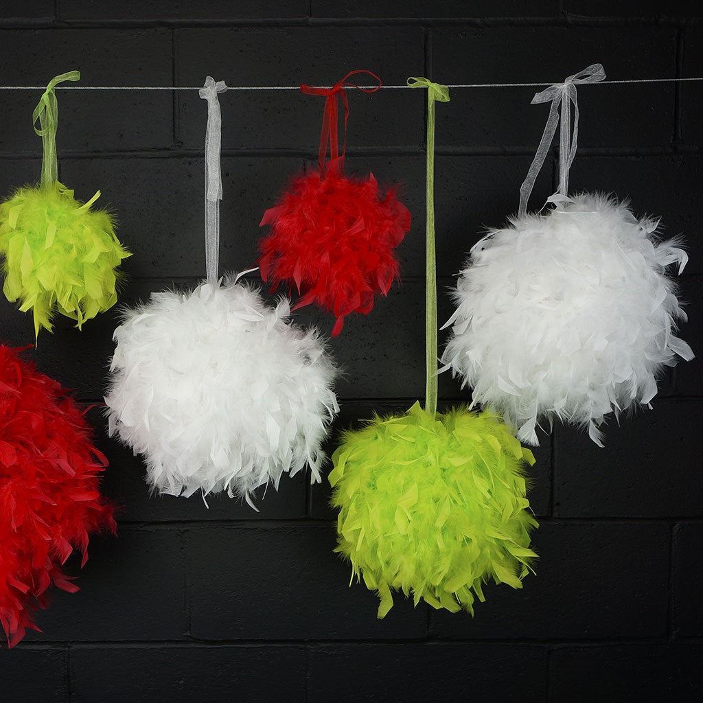 Chandelle Feather Pom Poms - White - 12’’ - Feathers