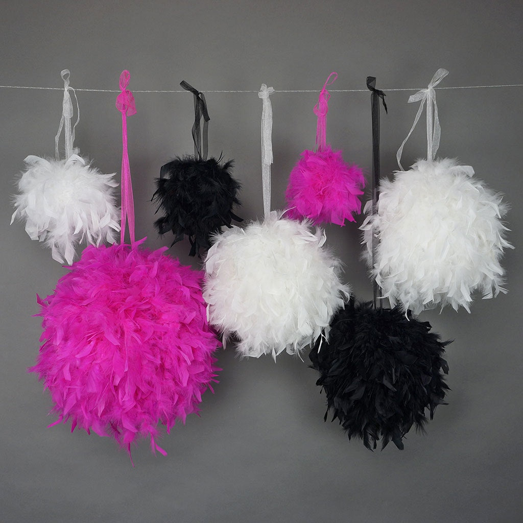 Chandelle Feather Pom Poms - White - 12’’ - Feathers