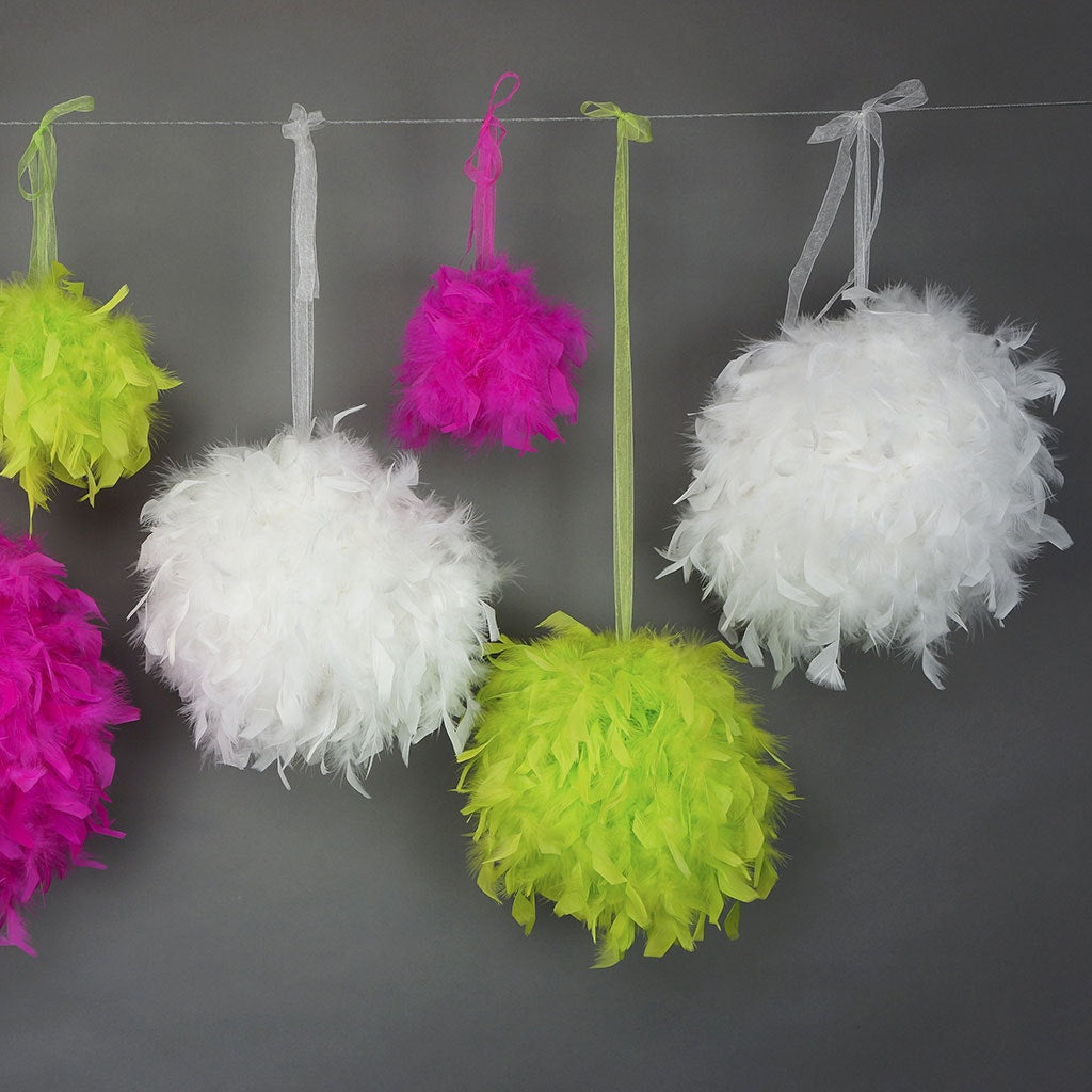 Chandelle Feather Pom Poms - White - 12’’ - Feathers