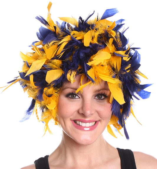 Chandelle Feather Wig-Mixed - Gold/Navy - Feathers