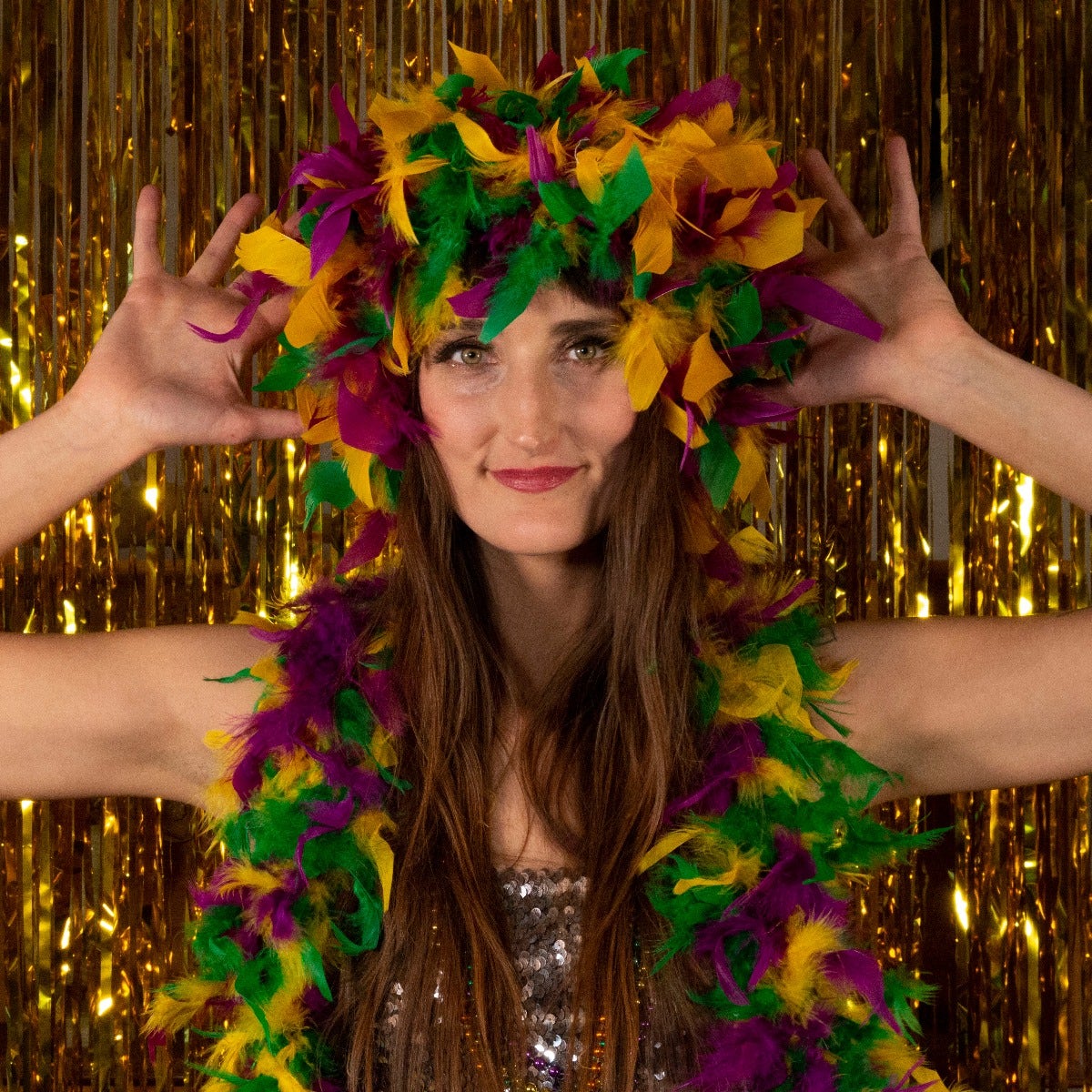 Chandelle Feather Wig-Mixed - Mardigras Mix - Feathers