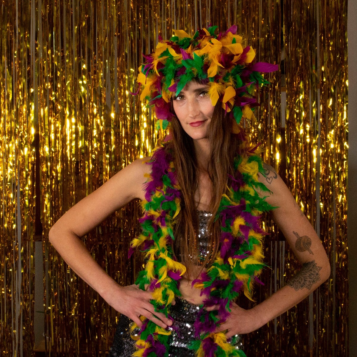 Chandelle Feather Wig-Mixed - Mardigras Mix - Feathers