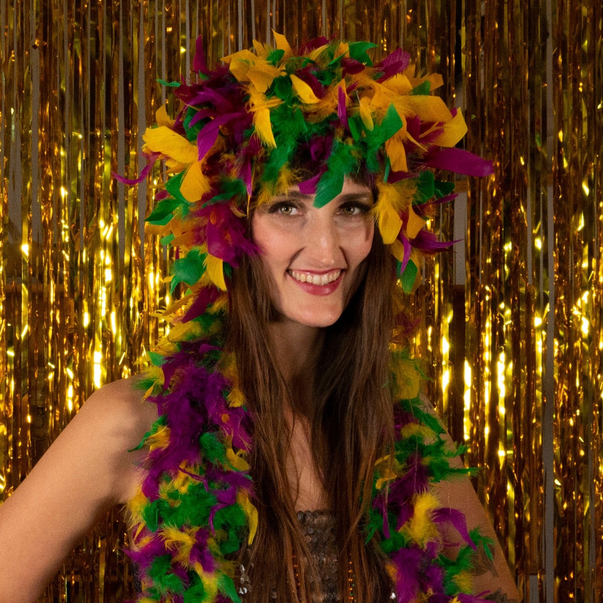 Chandelle Feather Wig-Mixed - Mardigras Mix - Feathers