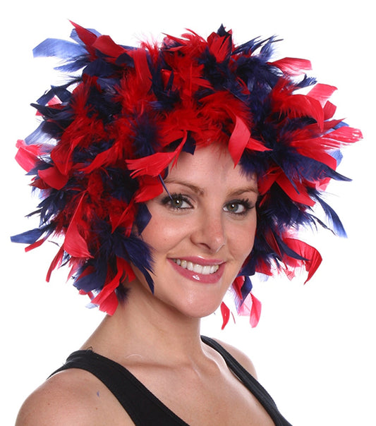 Chandelle Feather Wig-Mixed - Navy/Red - Feathers