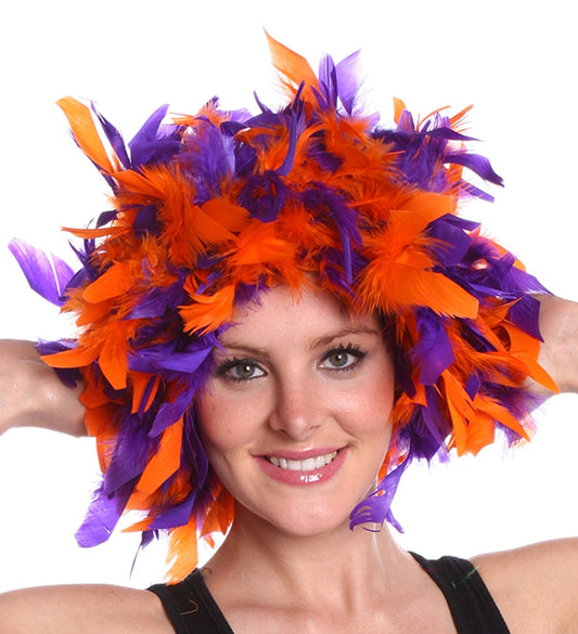 Chandelle Feather Wig-Mixed - Orange/Regal - Feathers