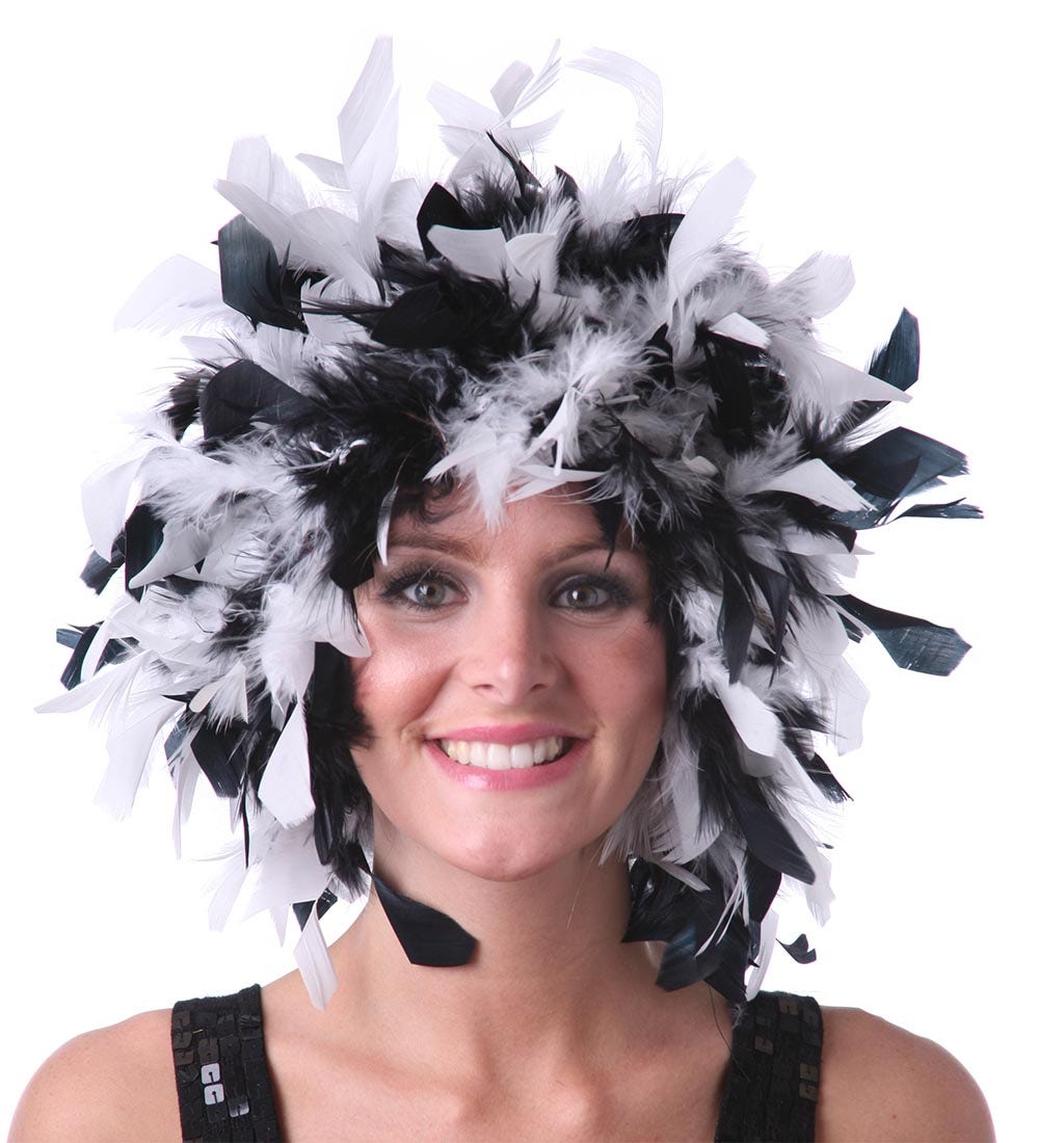 Chandelle Feather Wig-Mixed - White/Black - Feathers