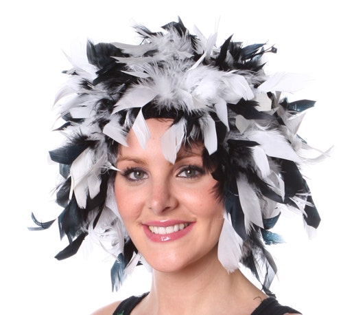 Chandelle Feather Wig-Mixed - White/Black - Feathers