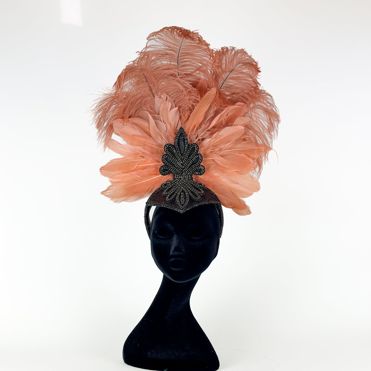 Ginger Cinnamon Feather Showgirl Headpiece