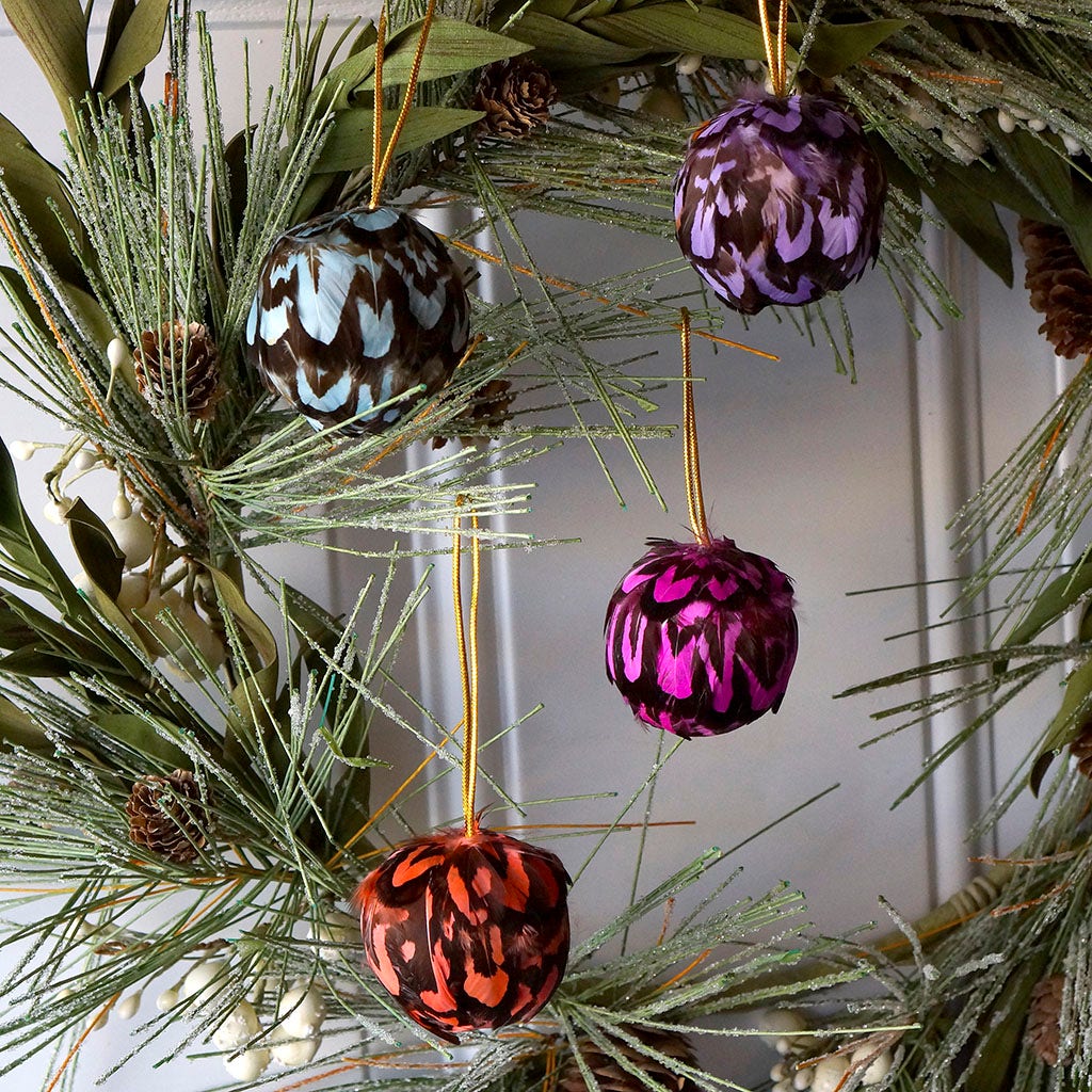 Colorful Venery Feather Ornament - 2’’ - Country Blue - Feathers