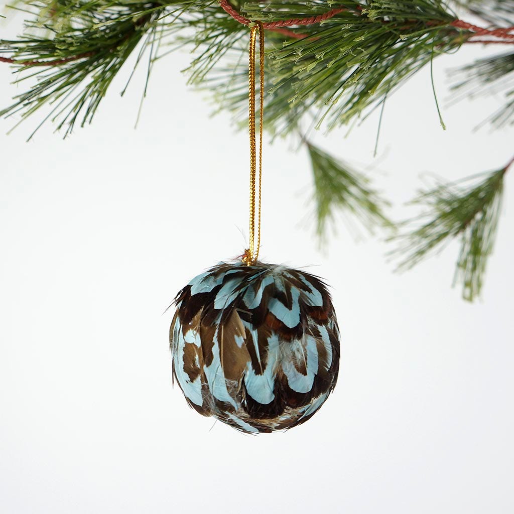 Colorful Venery Feather Ornament - 2’’ - Country Blue - Feathers