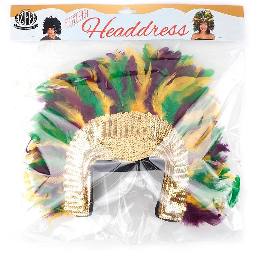 Coque Feather Headdress Multi w/Sequins - Mardigras - Feathers