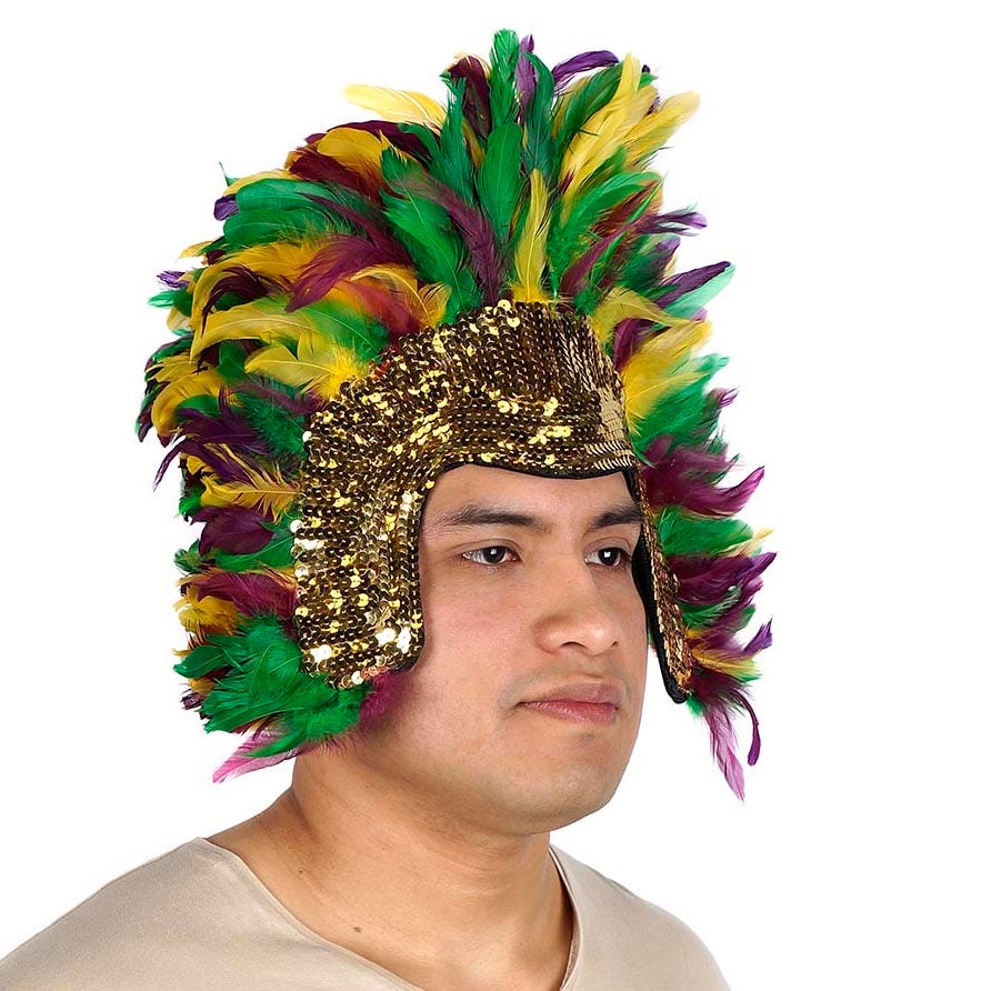 Coque Feather Headdress Multi w/Sequins - Mardigras - Feathers