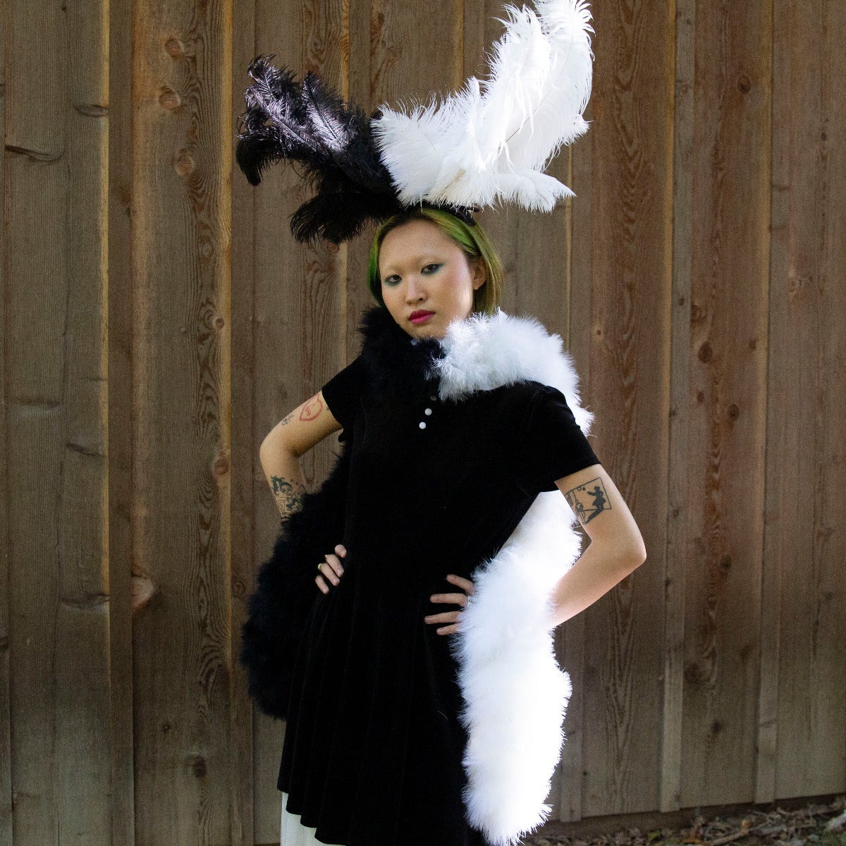 Cruella Inspired Black and White Boa - Marabou Boa