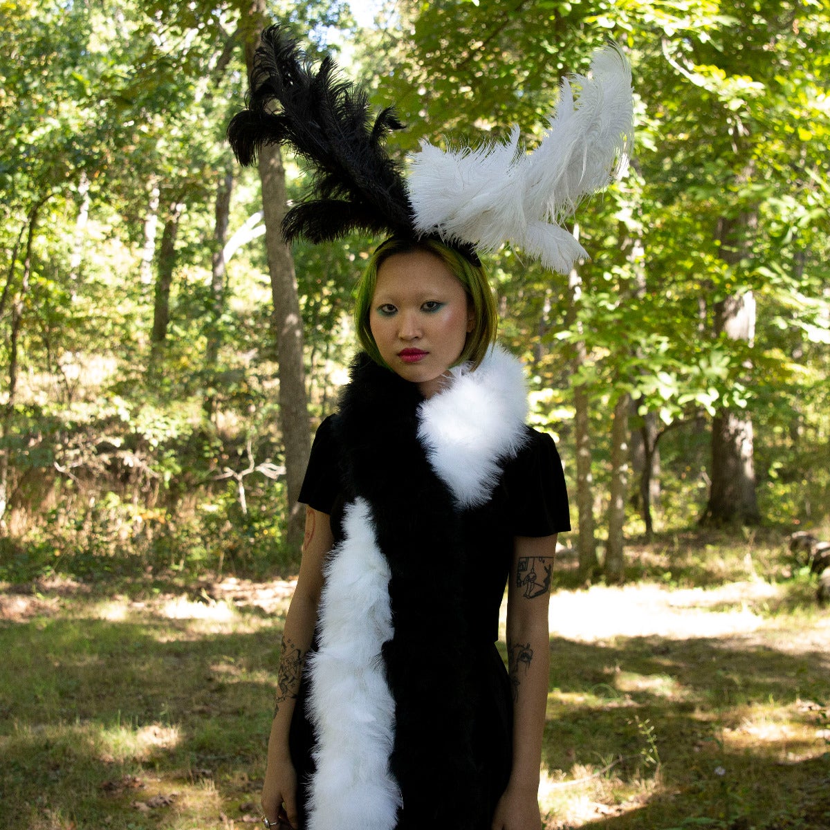 Cruella Inspired Black and White Boa - Marabou Boa