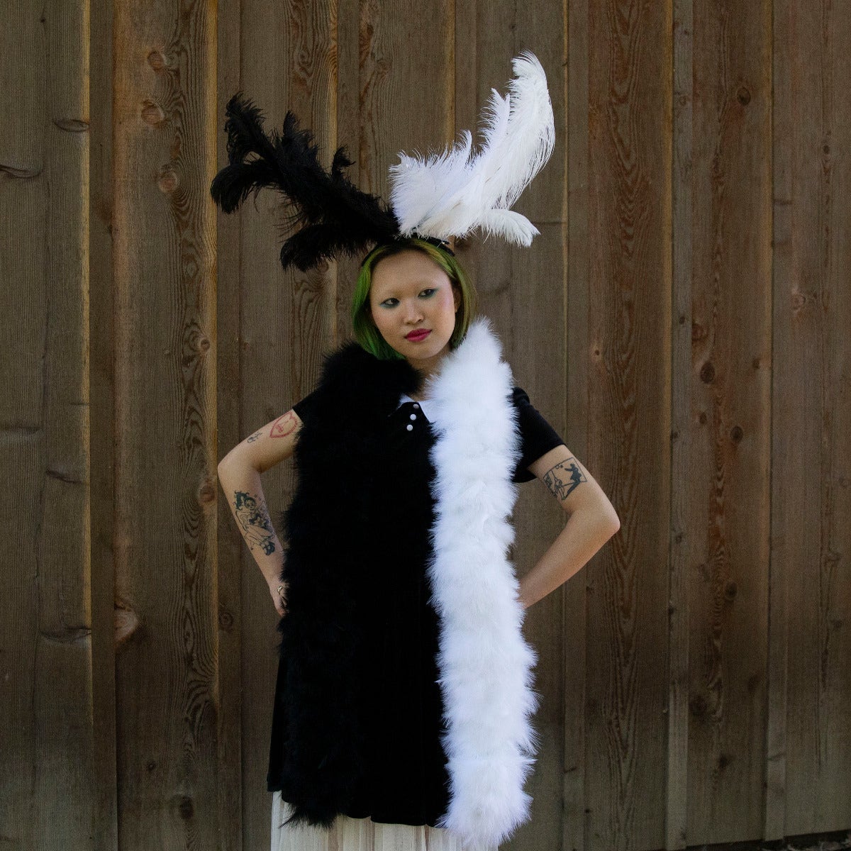 Cruella Inspired Black and White Boa - Marabou Boa