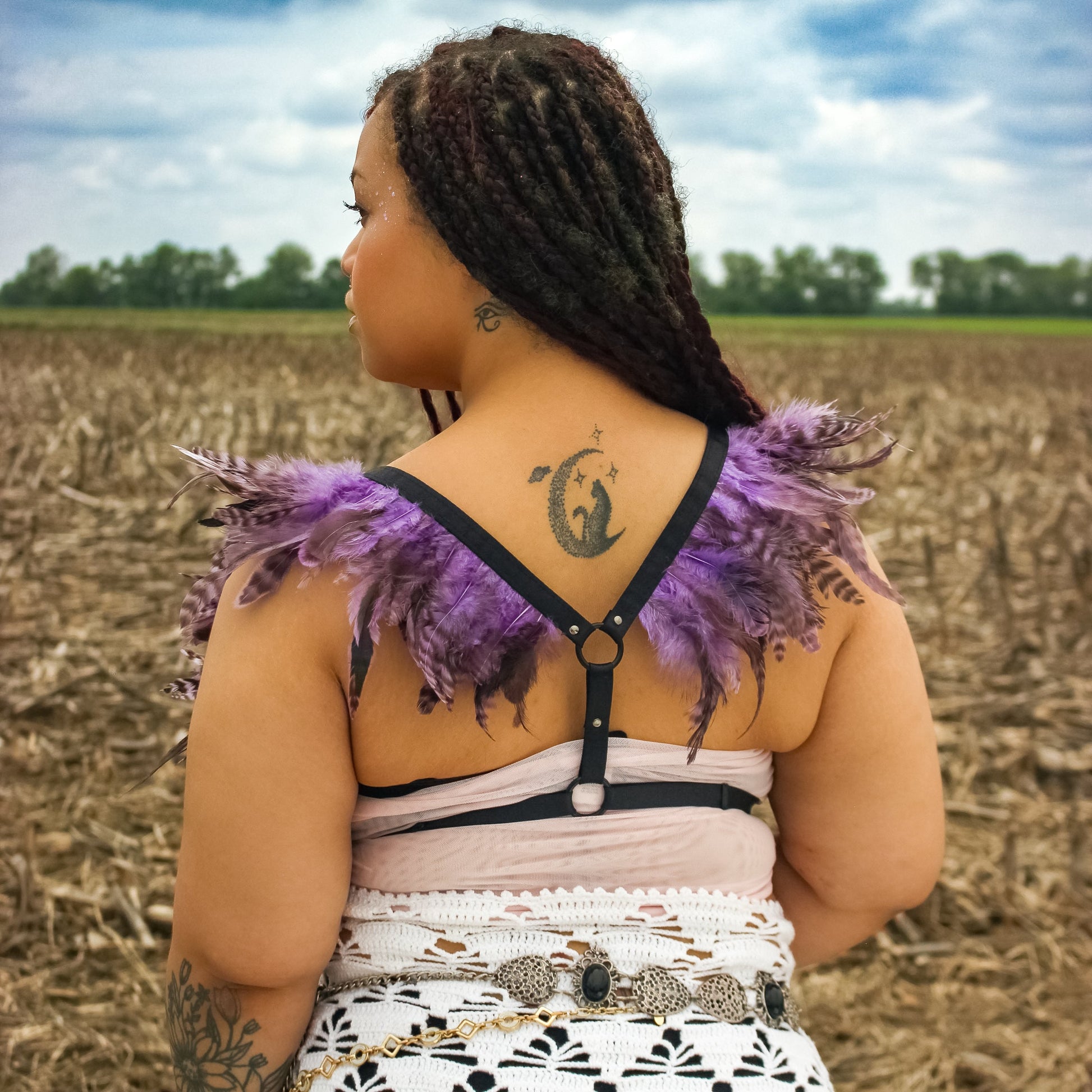 Dakota Feathers Up Harness - Striped Lavender