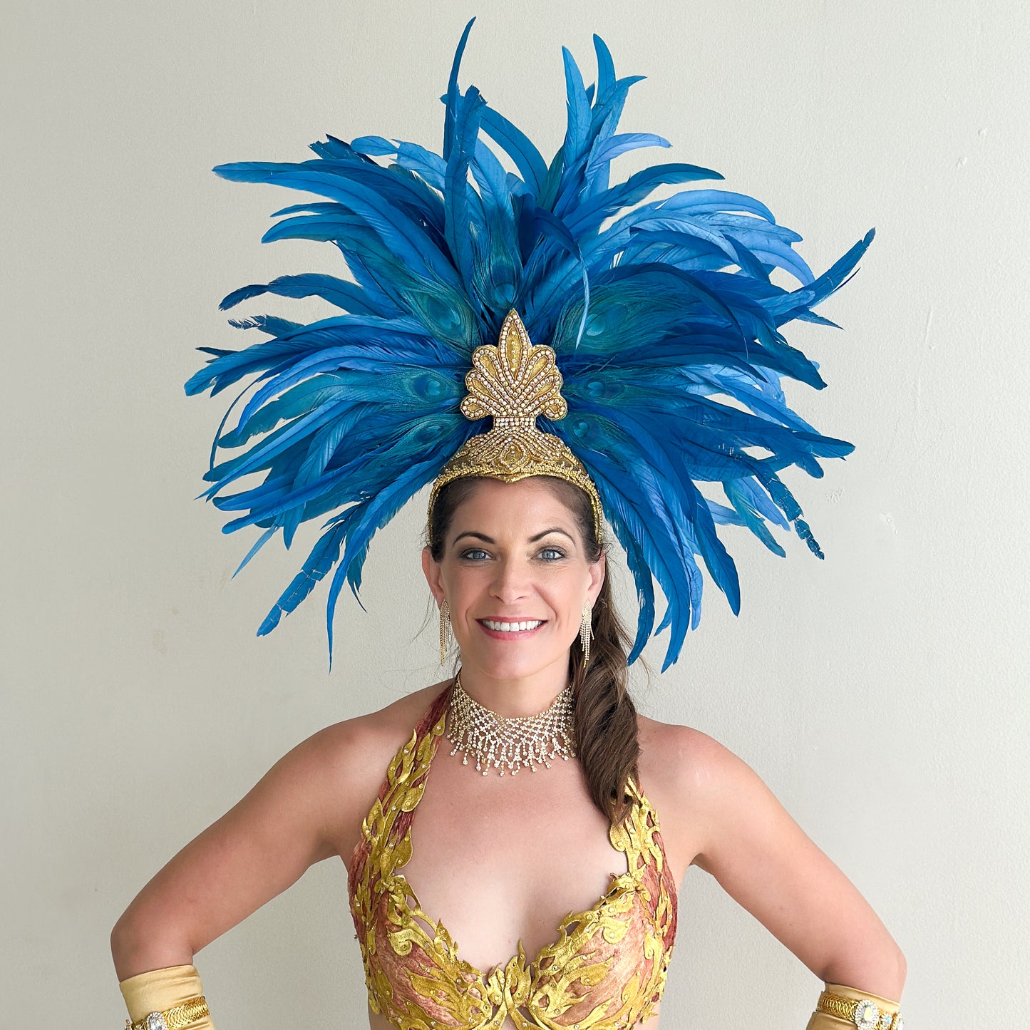 Zizi Dark Turquoise Showgirl Feather Headpiece